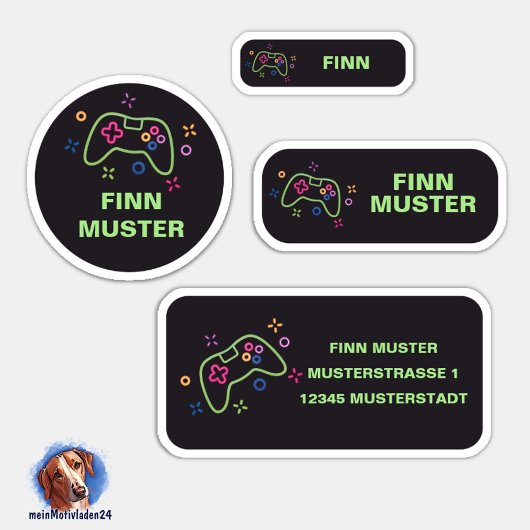Set - 24 Namensaufkleber Spielecontroller | Sticker