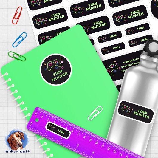 Set - 24 Namensaufkleber Spielecontroller |  Sticker