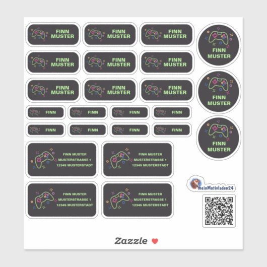 Set - 24 Namensaufkleber Spielecontroller |  Sticker (Vel)