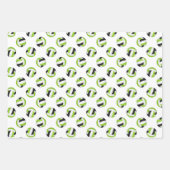 Set 3 Coördinerende helder groene zwarte volleybal Inpakpapier Vel (Voorkant 3)