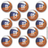 set 3-inch blauwe, witte basketbalteamkleuren sticker (Voorkant)