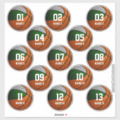 set 3-inch groene grijze jongens basketbal sticker (Vel)