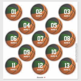set 3-inch groene zwarte basketbalteamkleuren sticker