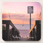 SET 6 Onderzetters Tropische Zeilboot Beach Sunris (Voorkant)