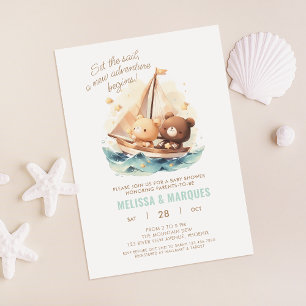 Set a Sail Nieuw avontuur begint Baby shower Invit Kaart