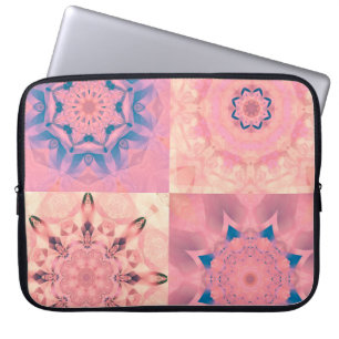 Set abstracte pastelfractals met kaleidoscopisch laptop sleeve