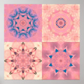 Set abstracte pastelfractals met kaleidoscopisch poster (Voorkant)