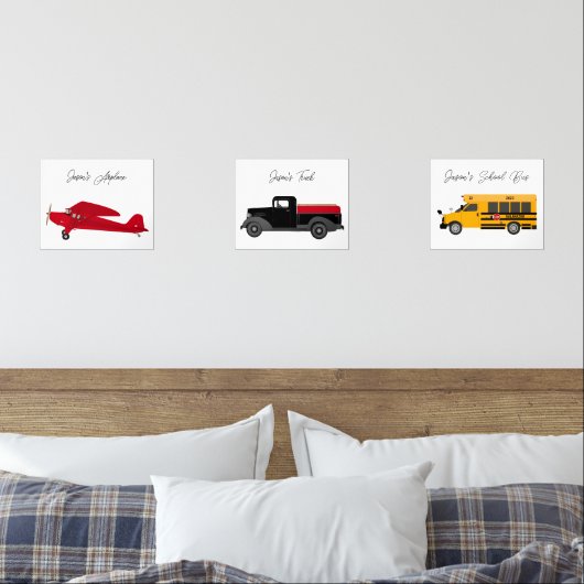 Set Art Prints Vliegtuig Truck Bus Jongenskamer (Slaapkamer)