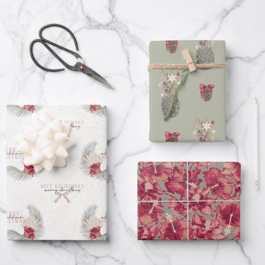 Set B, Hawaiian Style, kerstpapier Inpakpapier Vel (Voorkant)
