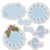 Set, baby stickers, pacifier, blauw, labels, album sticker (Voorkant)