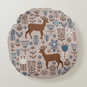 set bloemelementen in Scandinavische stijl, Rond Kussen