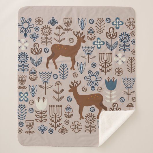 set bloemelementen in Scandinavische stijl, Sherpa Deken (Voorkant)