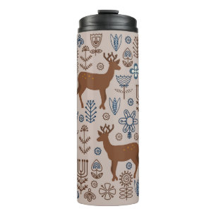 set bloemelementen in Scandinavische stijl, Thermosbeker
