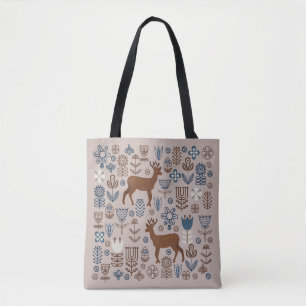 set bloemelementen in Scandinavische stijl, Tote Bag