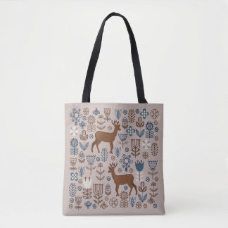 set bloemelementen in Scandinavische stijl, Tote Bag