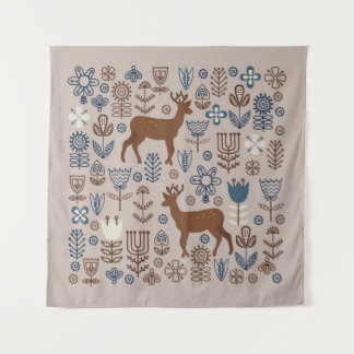 set bloemelementen in Scandinavische stijl, Wandkleed