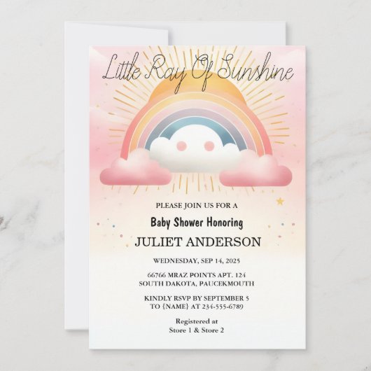 Set Boy Pink Unique Sky Cloud Sunshine Baby shower Kaart (Voorkant)