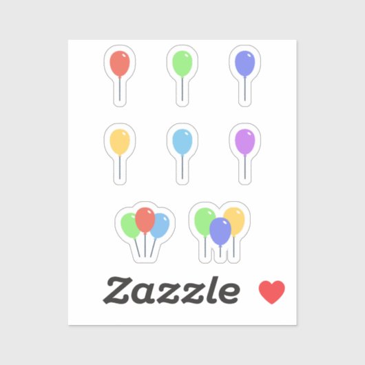 Set Colorful Party Balloons Stickers (Vel)