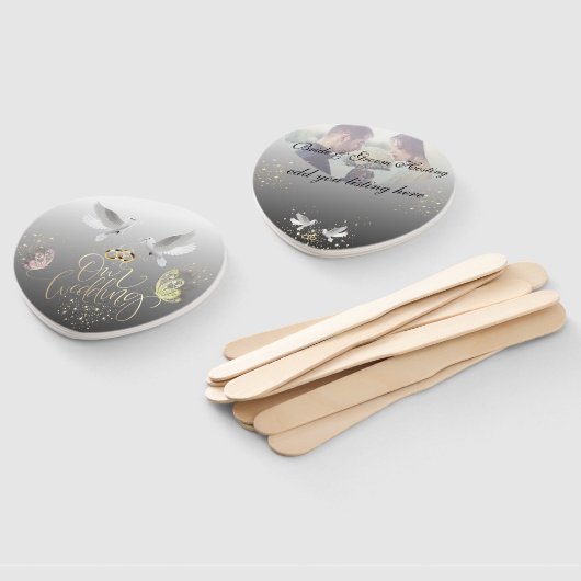 Set de abanicos palomas con mariposas handwaaier (Niet-gemonteerd)