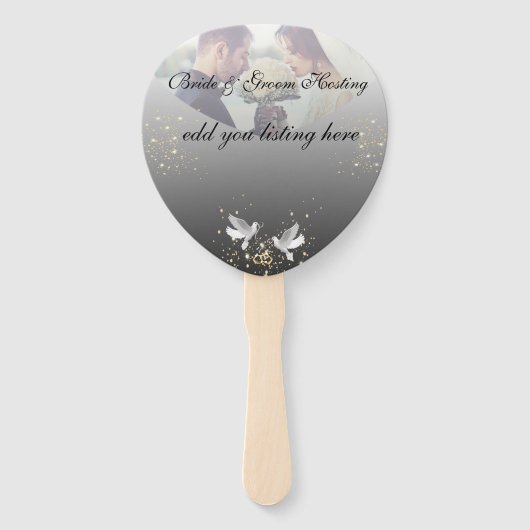 Set de abanicos palomas con mariposas handwaaier (Achterkant)