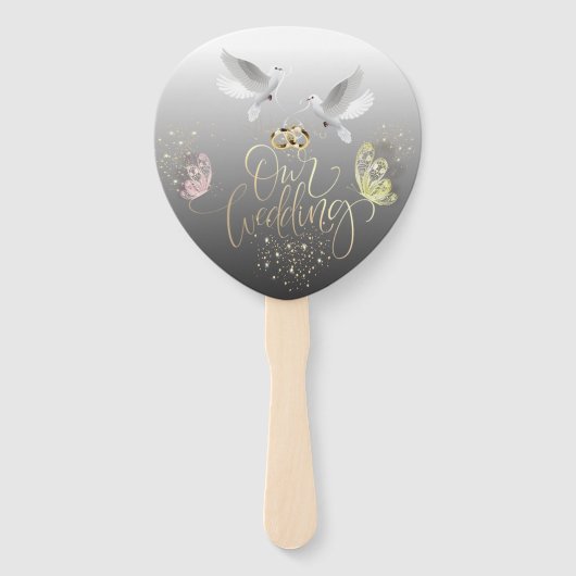 Set de abanicos palomas con mariposas handwaaier (Voorkant)