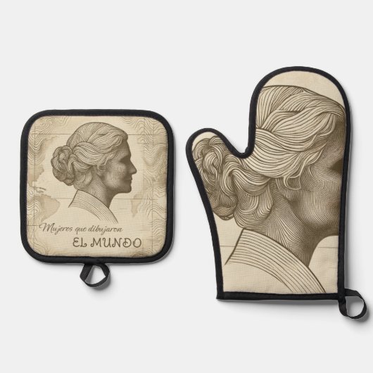 Set de manoplas Mujeres que dibujaron el mundo (Voorkant)