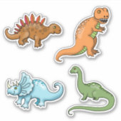 Set Dinosaurusstickers Schattige T-Rex Brontosauru Sticker (Voorkant)