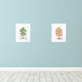 Set Eikenboom met groene bladeren en Herfst geblad (Houten vloer)