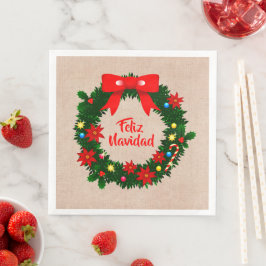 Set Feliz Navidad Prettig Kerstmis Krans Diner Servet