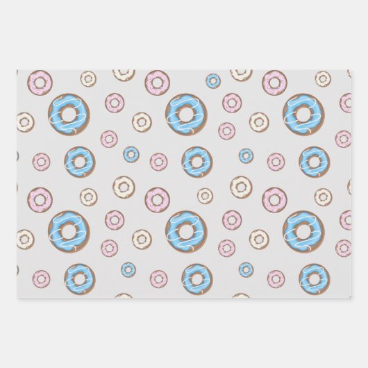 Set Franse Bulldog en donuts Pop Art Inpakpapier Vel (Voorkant 3)