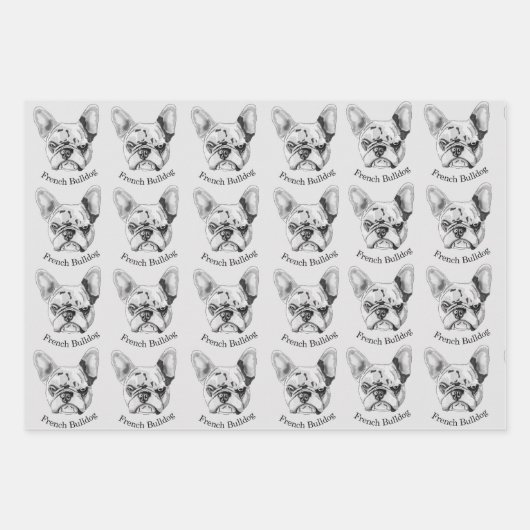 Set Franse Bulldog en donuts Pop Art Inpakpapier Vel (Voorkant 2)