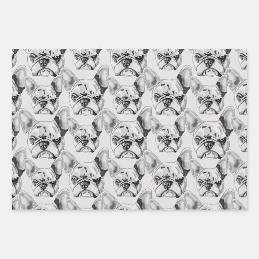 Set Franse Bulldog en donuts Pop Art Inpakpapier Vel (Voorkant)
