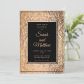 Set in Copper Gold Wedding Invitation Suite Kaart (Staand voorkant)