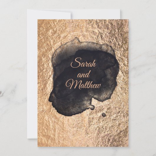 Set in Copper Gold Wedding Invitation Suite Kaart (Achterkant)