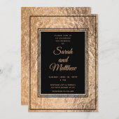 Set in Copper Gold Wedding Invitation Suite Kaart (Voorkant / Achterkant)