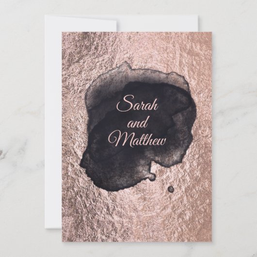 Set in Roos Gold Wedding Invitation Suite Kaart (Achterkant)