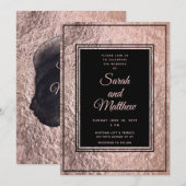 Set in Roos Gold Wedding Invitation Suite Kaart (Voorkant / Achterkant)