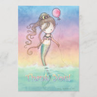 Set Mermaid Bedankt Kaarten