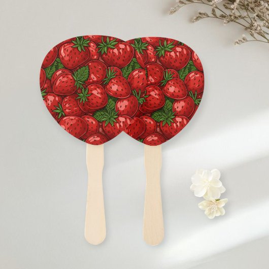  Set of 10 Fresh Strawberry Design Fans Handwaaier