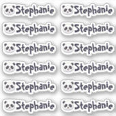 Set of 12 Cute Panda Name Labels (Voorkant)