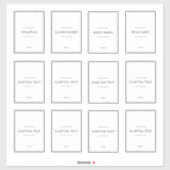 Set of 12 Personalized Waterproof Household Labels (Vel)