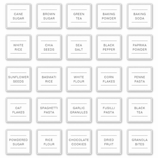 Set of 25 Personalized Waterproof Kitchen Labels (Voorkant)