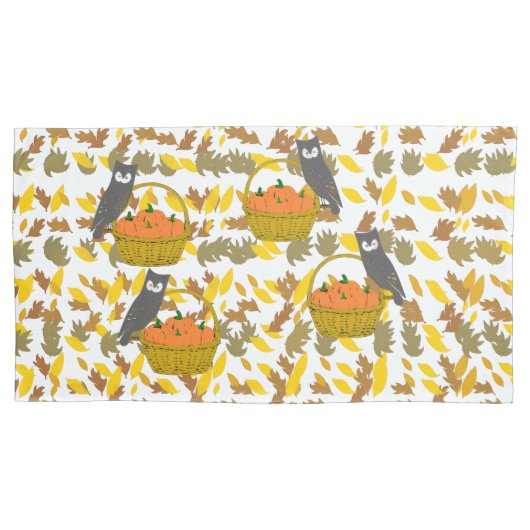 Set of 2 Autumn Pumpkins Fall Pillow Cases / Sham Kussensloop (Voorkant-Links)