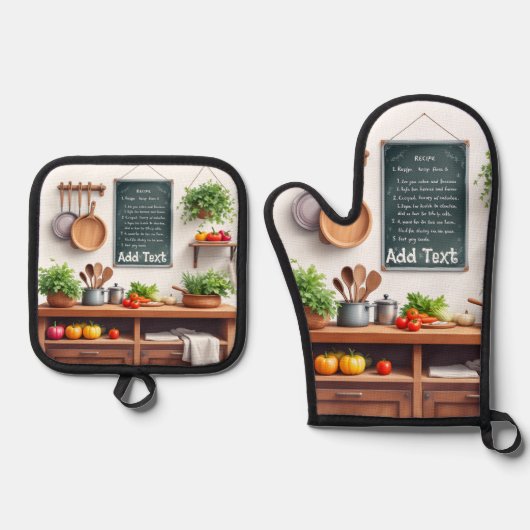 Set of 2 Oven Mitt & Potholder | Personalize Gift (Voorkant)