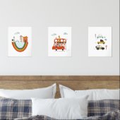 Set of 3 Baby Nursery Artwork Cute Animals Cars (Slaapkamer)