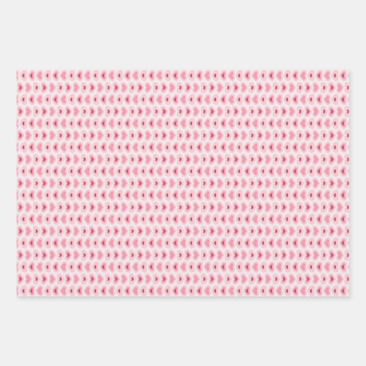 Set of 3-Modern Light Pink & Red Hearts Inpakpapier Vel (Voorkant 2)