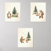 Set of 3 One Happy Camper Bear Nursery Wall Art (Voorkant)