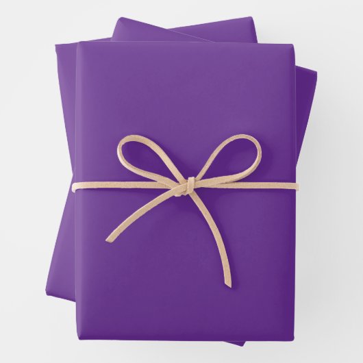 Set of 3 solid R Purple wrapping paper flat sheets (In situ)