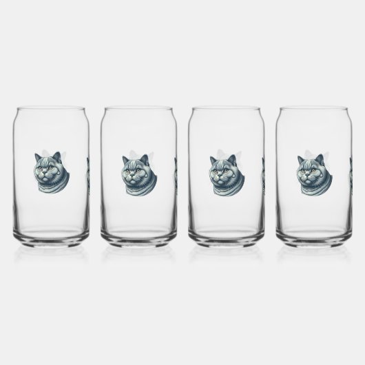 set of 4 gletsjers cat blikvorm glas (Voorkant)