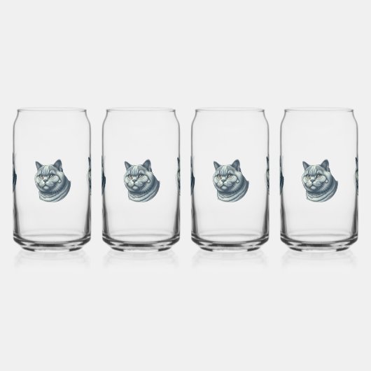 set of 4 gletsjers cat blikvorm glas (Links)